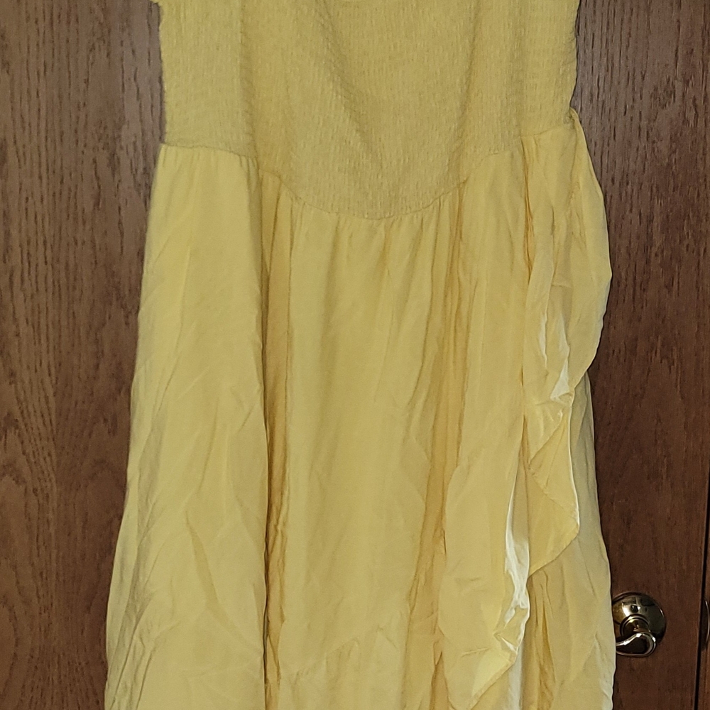 Torrid Yellow Strapless Tiered Midi Dress for Weddings
